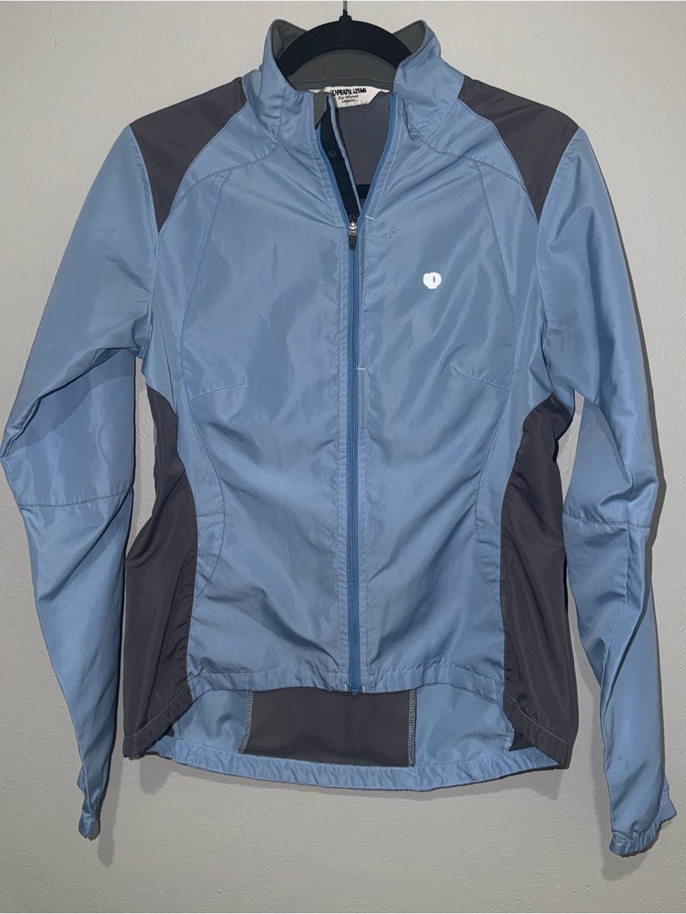 Pearl Izumi Womens Jacket Medium Blue Gray Full Zip‎ Cycling Windbreaker Outdoor
